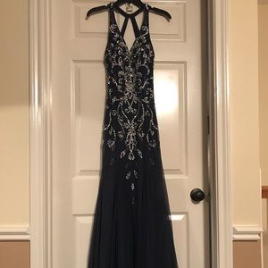 Navy and silver long dress